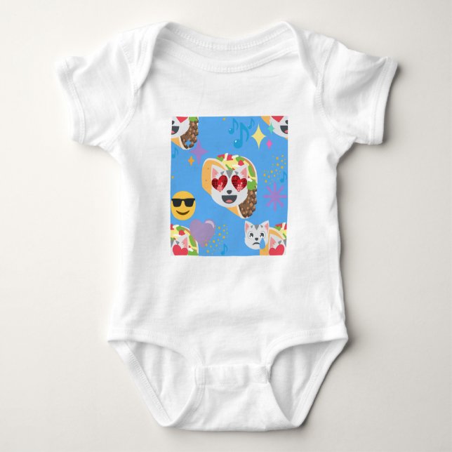 taco cat emoji baby bodysuit (Front)