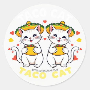 Taco Cat Fiesta Cute Kawaii Cinco de Mayo Chibi Classic Round Sticker