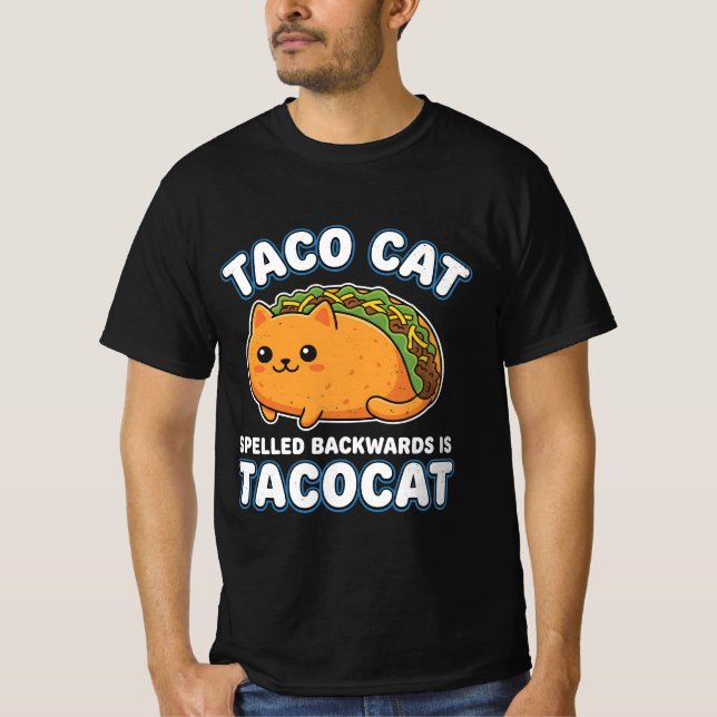 Taco Cat Line Art Aesthetic Funny Modern T-SHIRT (Front)