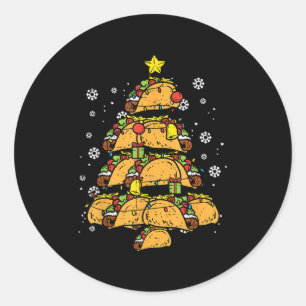 Taco Christmas Tree Xmas Mexican Food Classic Round Sticker