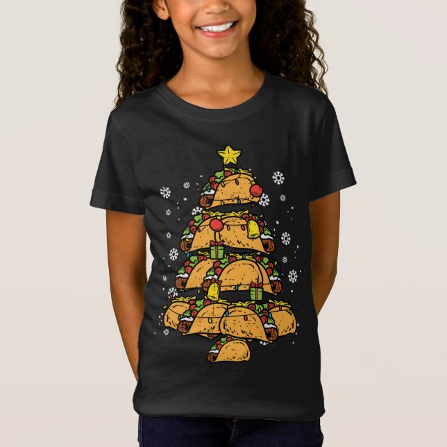Taco Christmas Tree Xmas Pyjamas PJs Mexican Food T-Shirt (Front)