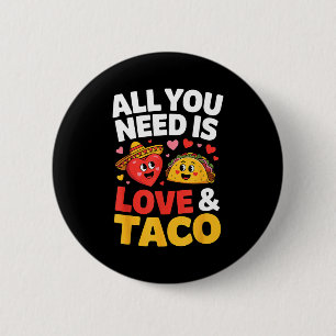Taco cinco de mayo love cute heart sombrero food 6 cm round badge