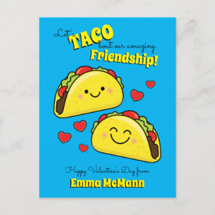 Taco Cute Kids Classroom Valentine Friendship Card