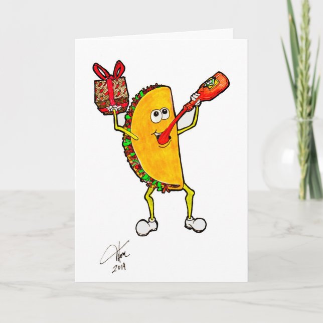 Taco Drinking Tobaasco birthday card (Front)