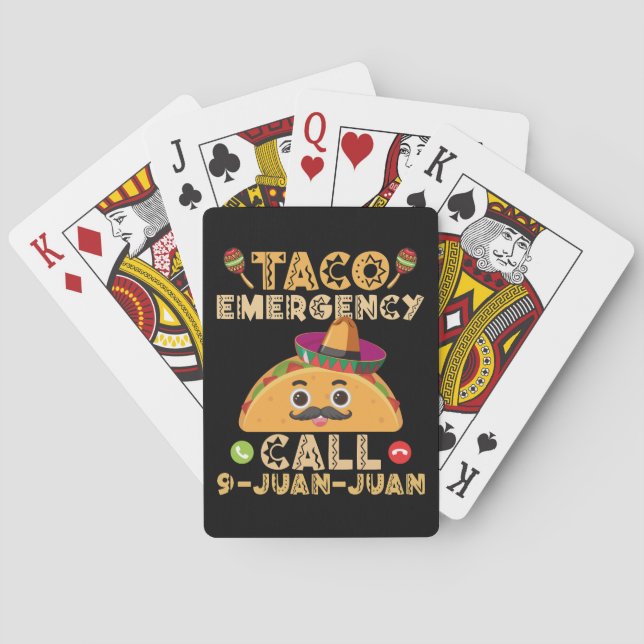 Taco Emergency Call Funny Cinco de Mayo Mexican Playing Cards (Back)