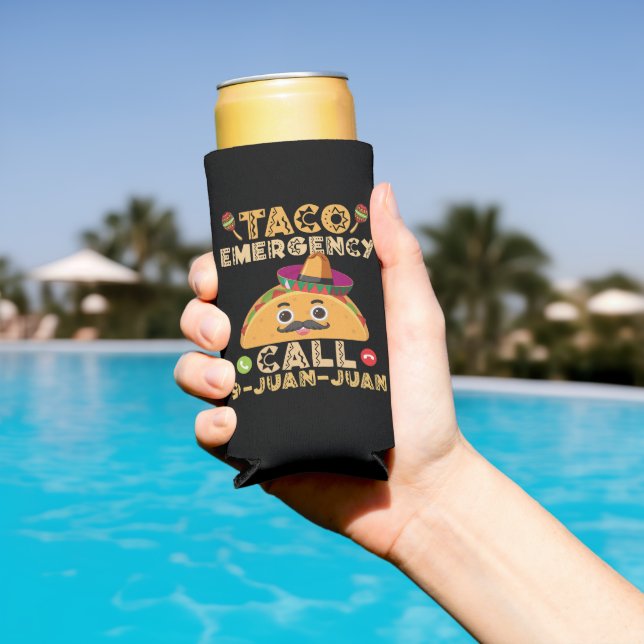 Taco Emergency Call Funny Cinco de Mayo Mexican Seltzer Can Cooler (In Situ Pool)