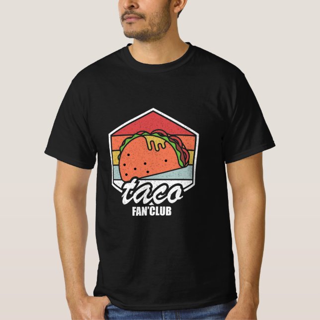 taco fan club retro tacos mexican food T-Shirt (Front)