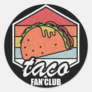 taco fan club vintage tacos lovers for food lovers classic round sticker