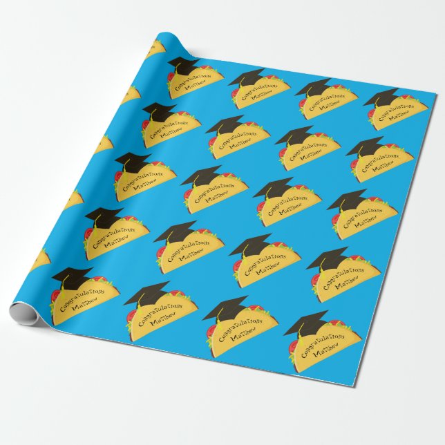 Taco Fiesta Graduation Party Mexican Wrapping Paper (Unrolled)