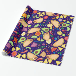 Taco Fiesta on Blue Wrapping Paper