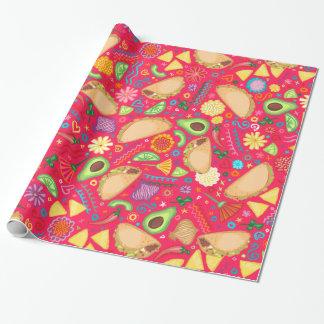 Taco Fiesta on Red Wrapping Paper