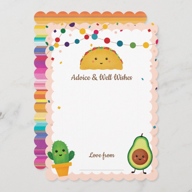 Taco Fiesta theme Advice & Well wishes for baby I Invitation (Front/Back)