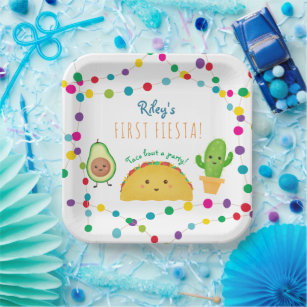 Taco first fiesta theme birthday paper plate