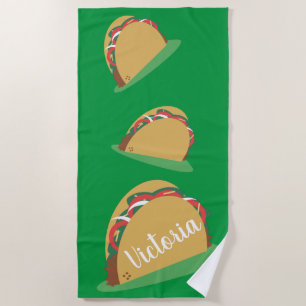 Taco Floating Name Green Beach Towel
