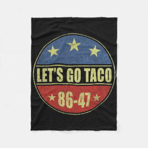 Taco Funny Let's Go Taco Retro Button  Fleece Blanket
