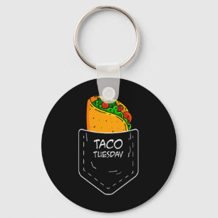 Taco In My Pocket Tuesday Funny Fiesta Distressed Key Ring