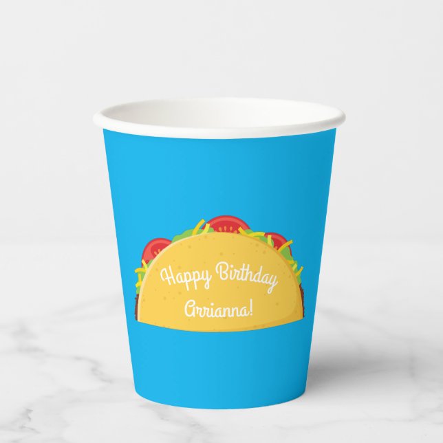 Taco Kids Birthday Party Mexican Paper Cups (Front)
