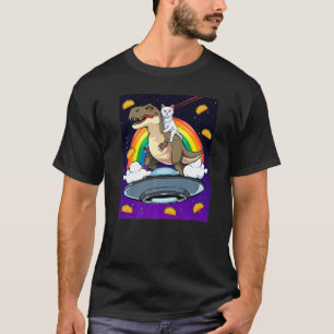 Taco Kitty Rainbow Laser Eye Rex Riding Space Cat T-Shirt