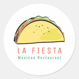 Taco Mexican Restaurant Modern Business Classic Round Sticker