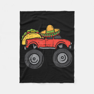 Taco Monster Truck Sombrero Cinco De Mayo Mexican Fleece Blanket