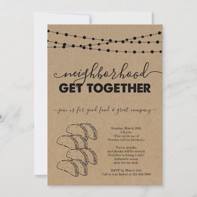 Taco Neighbourhood Get Together Invitation (Front)