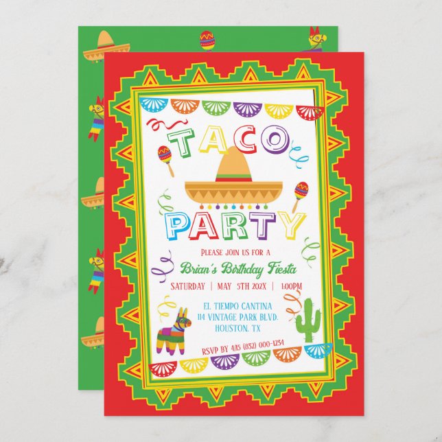 TACO PARTY Fiesta Invitation (Front/Back)