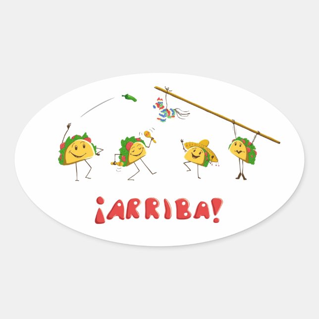 Taco Party Oval Sticker (Front)