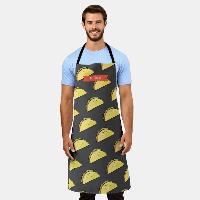 Taco Pattern Black/Dark grey Apron (Worn)