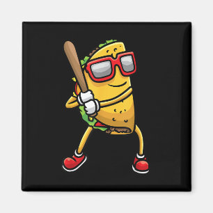 Taco Playing Baseball Mexican Cinco De Mayo Kids M Magnet
