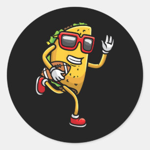 Taco Playing Footll Mexican Cinco De Mayo Kids Men Classic Round Sticker