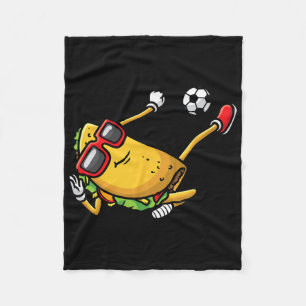 Taco Playing Soccer Mexican Cinco De Mayo Kids Men Fleece Blanket