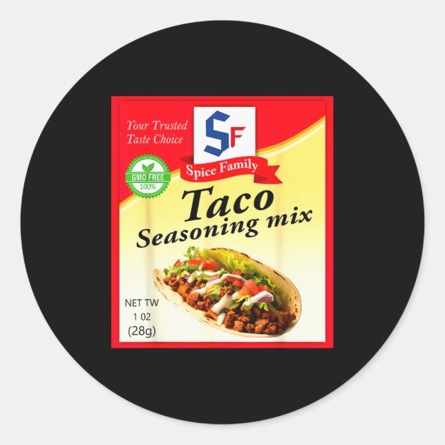 Taco Seasoning Mix Funny Mexico Cinco De Mayo Grou Classic Round Sticker (Front)
