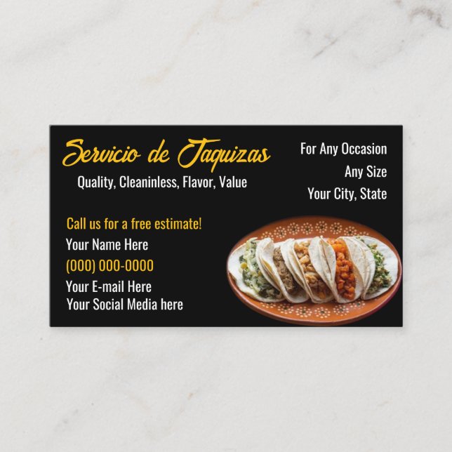 Taco Service Business Cards (Front)