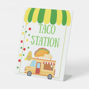 Taco Station Tabletop Food Signage Pedestal Sign