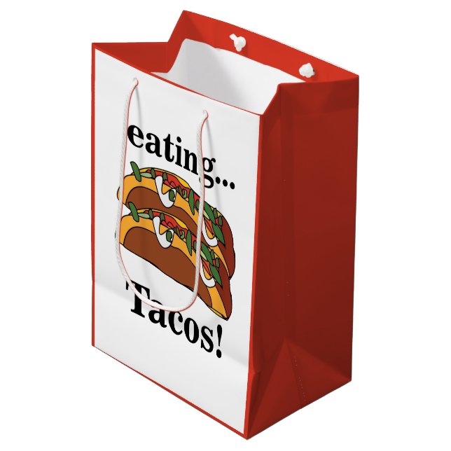 Taco Tacos Funny Birthday Medium Gift Bag (Front Angled)