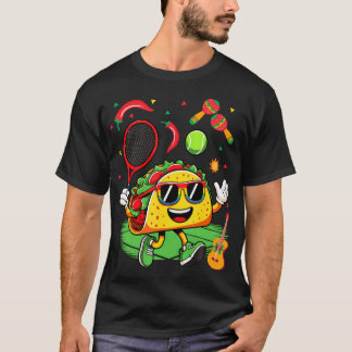 Taco Tennis Player Cinco De Mayo Mexican Bowler T-Shirt