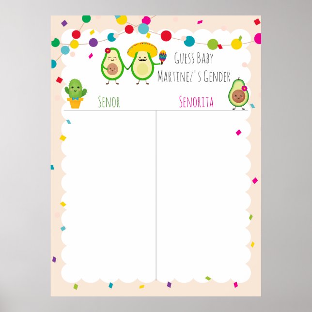 Taco Themed Baby Shower Guess the Gender game Post Poster (Front)