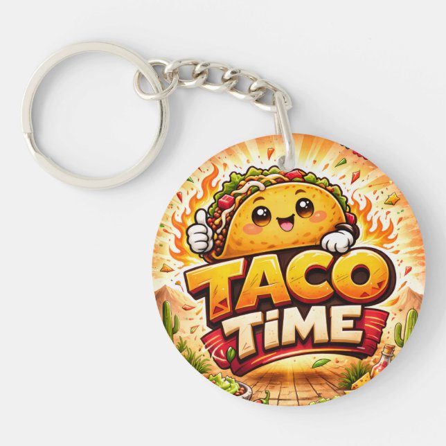 Taco Time - Fiesta Fiasco - Foodie Fiends Key Ring (Front)