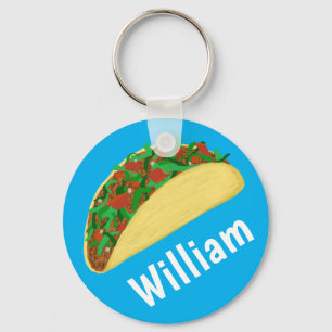 Taco Time Fun Yummy CUSTOM NAME Key Ring