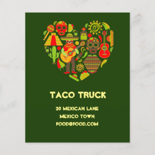 Taco truck Mexican food restaurant Flyer