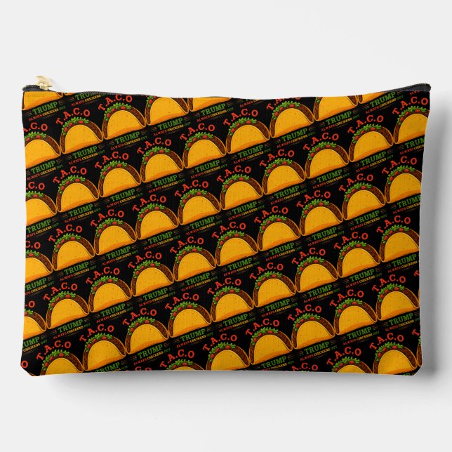 Taco Trump Always Chickens Out Funny Accessory Pouch (Front)