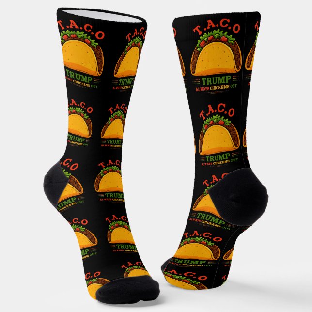 Taco Trump Always Chickens Out Funny Socks (Angled)