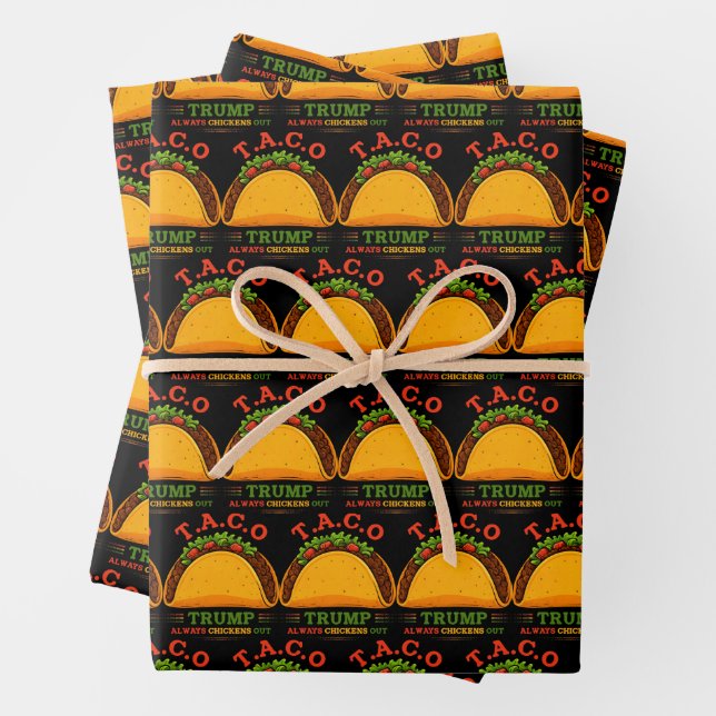 Taco Trump Always Chickens Out Funny Wrapping Paper Sheet (In situ)