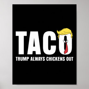 Taco Trump Always Chickens Out Let's Go Taco Tarif Poster