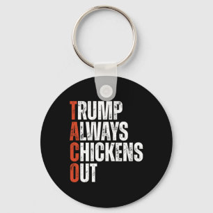 Taco Trump Always Chickens Out Saying Funny Tariff Key Ring