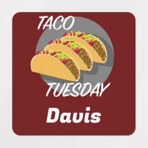 Taco Tuesday Design - Small Square Clothing Label 
