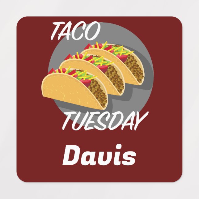 Taco Tuesday Design - Small Square Clothing Label  (Design 1)