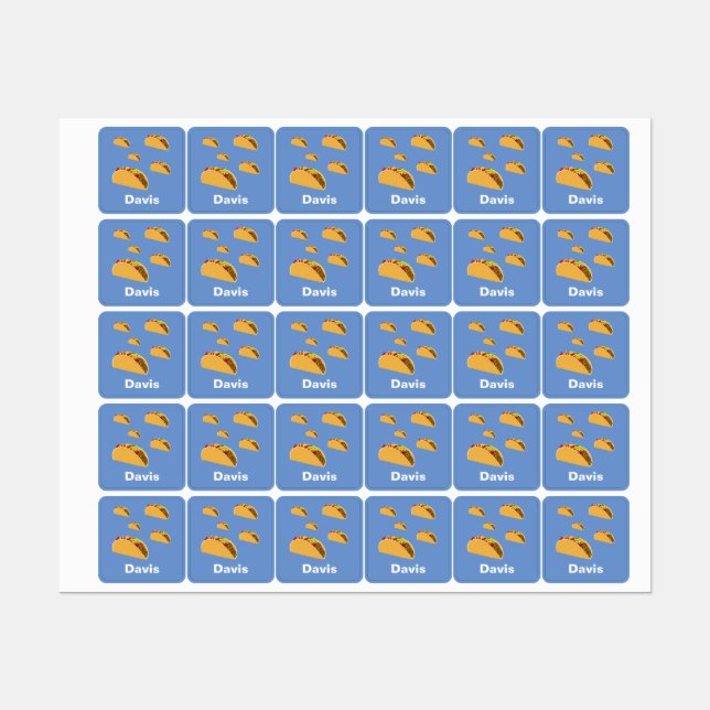 Taco Tuesday Design - Small Square Clothing Label  (Sheet)