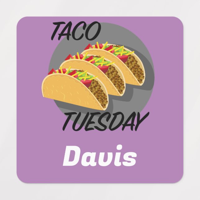 Taco Tuesday Design - Small Square Clothing Label  (Design 1)