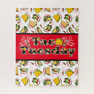 Taco Tuesday Hard and Soft Tacos and Hot Sauce Jigsaw Puzzle